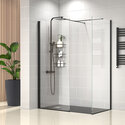 radiant black 1400 walkin corner shower enclosure black tray