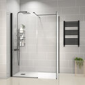 radiant black 1400 walkin corner shower enclosure black tray