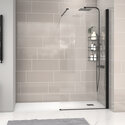 radiant black 1800 walkin recess shower enclosure black tray