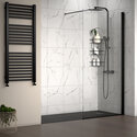 radiant black 1800 walkin recess shower enclosure black tray