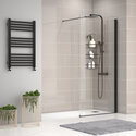 radiant black 1800 walkin recess shower enclosure black tray