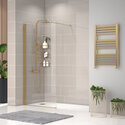 radiant gold 1800 walkin recess shower enclosure black tray