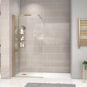 radiant gold 1800 walkin recess shower enclosure black tray