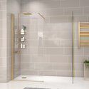 radiant gold 1800 walkin corner shower enclosure black tray