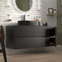 jasmine 1300 fluted black wall vanity with black sink 1 side unit