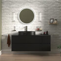 jasmine 1300 fluted black wall vanity with black sink 1 side unit