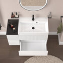 jasmine 1000 fluted white wall vanity with white basin 1 side unit