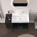 jasmine 1000 fluted black wall vanity with white sink 1 side unit