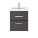 nuie athena grey 500mm wall hung vanity unit with two drawers