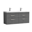 nuie athena anthracite 1200 wall hung vanity unit with double basin