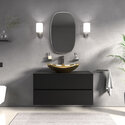 jasmine 1000 black wall vanity unit with gold sink