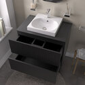 jasmine black wall vanity unit with small basin