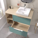 alani 900 petrol blue vanity square basin and shelves