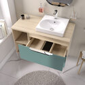 alani 900 petrol blue vanity square basin and shelves