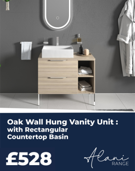 Oak Wall Hung Vanity Unit with Rectangular Countertop Basin