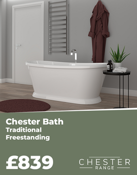 Chester Traditional Freestanding Boat Bath with Plinth: 1600 and 1700mm
