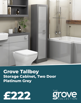 Grove 2 Door Bathroom Tallboy Storage 1500mm Platinum Grey