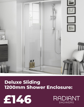 chrome-framed sliding shower door with toughened safety glass