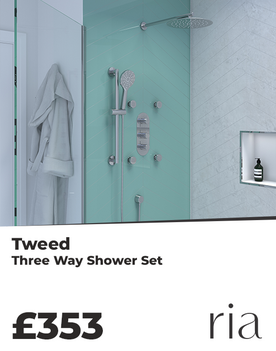 Tweed 3 Outlet Shower Set with Shower Head (Wall Mounted), Handset Slider Kit, Bath Filler or Body Jets