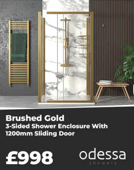 Brushed Gold 3 sided shower enclosure