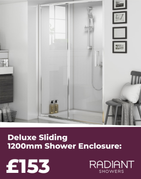 chrome-framed sliding shower door with toughened safety glass