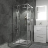 Bathroom corner shower cubicle in chrome