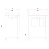 Dimensions Drawing for Riviera Pink 650mm Vanity Unit