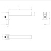 Technical line drawing showing dimensions of Ribble Square Shower Handset and Concealed Inlet