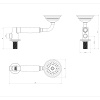 Technical line drawing showing dimensions of Carmel Traditional Shower Handset & Built In Inlet