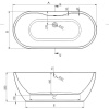 Technical Drawing for Alani Double-ended Freestanding Large Bath