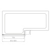 800 x 1400mm L-shape Bath Screen