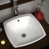 White Square Counter Top Basin with integrated waste and mono tap 