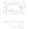 Tech Drawing for Petite 1300 Bath with Dimensions